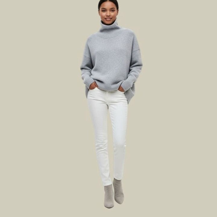 Tiffany | Polished Oversized Long Sleeve Turtleneck Sweater