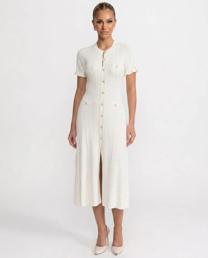 Tiffany | Refined Button-Front Ribbed Sweater Dress