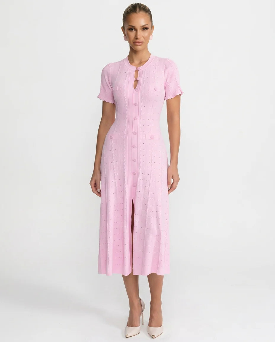 Tiffany | Refined Button-Front Ribbed Sweater Dress