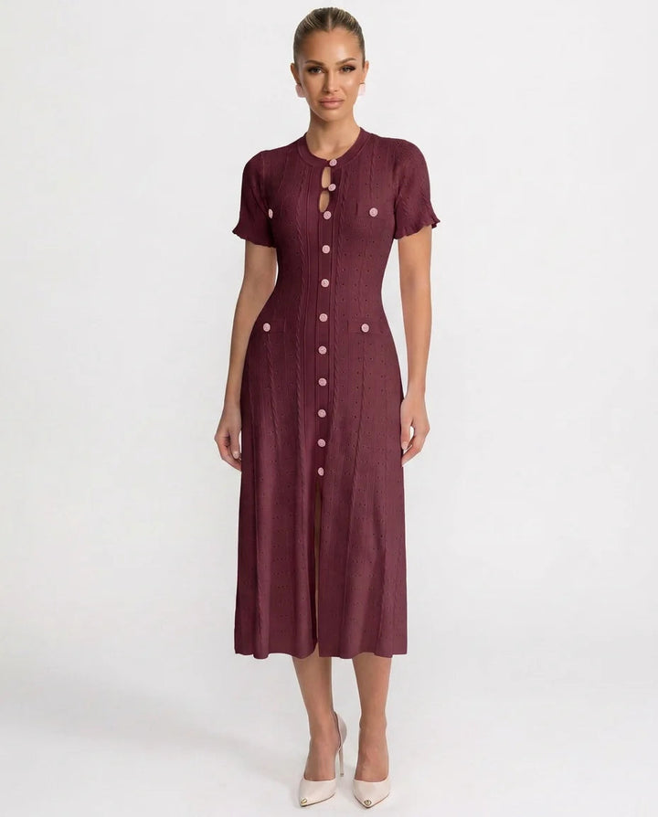 Tiffany | Refined Button-Front Ribbed Sweater Dress