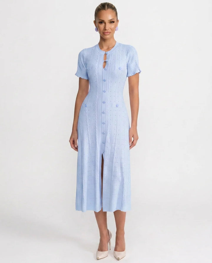 Tiffany | Refined Button-Front Ribbed Sweater Dress