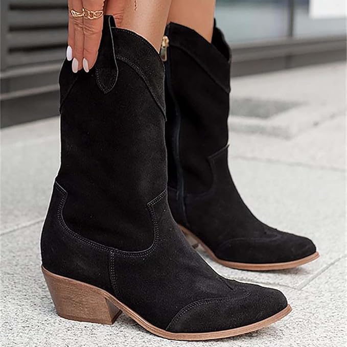 Tiffany | Stylish Perforated Block Heel Ankle Boots
