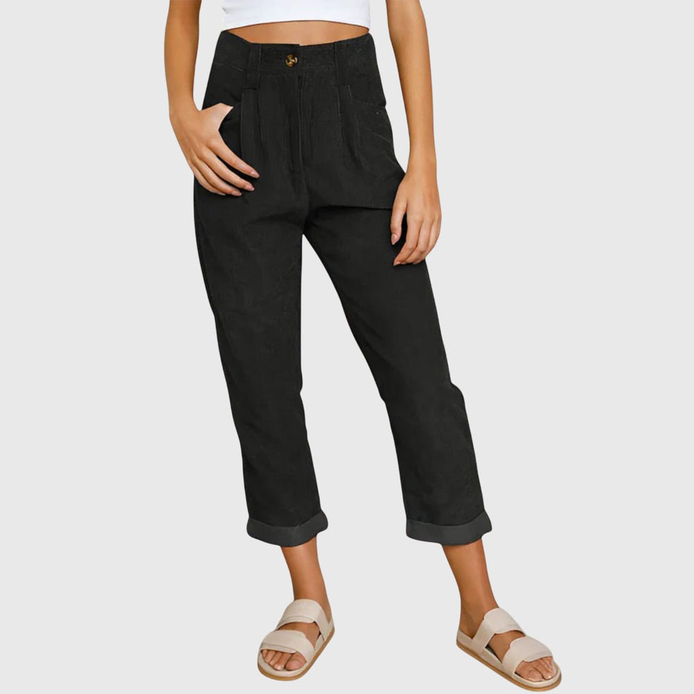 Victoria | Chic High Waisted Tapered Corduroy Pants