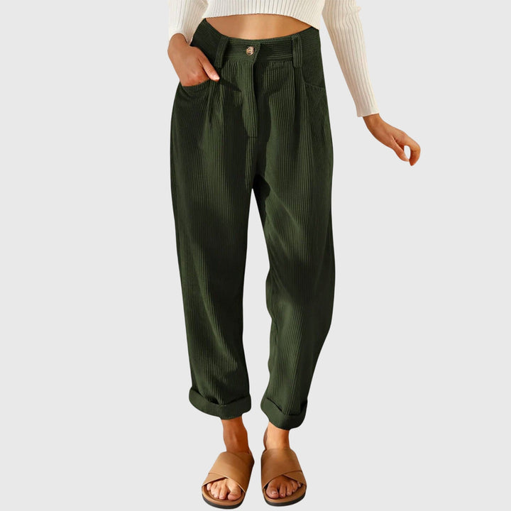 Victoria | Chic High Waisted Tapered Corduroy Pants