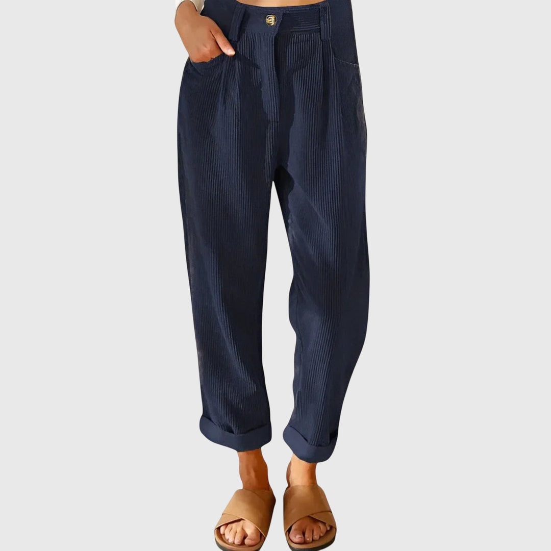 Victoria | Chic High Waisted Tapered Corduroy Pants