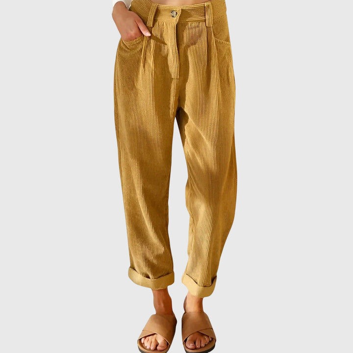 Victoria | Chic High Waisted Tapered Corduroy Pants