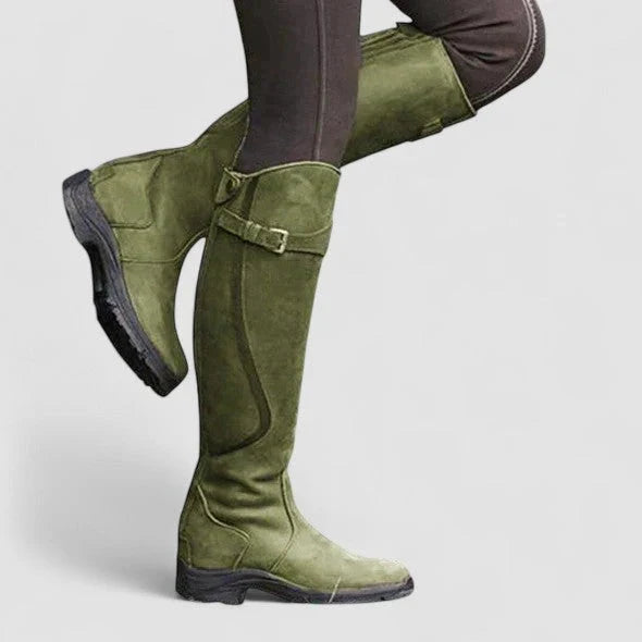 Victoria | Chic Knee High Boots with Buckle Strap Detail