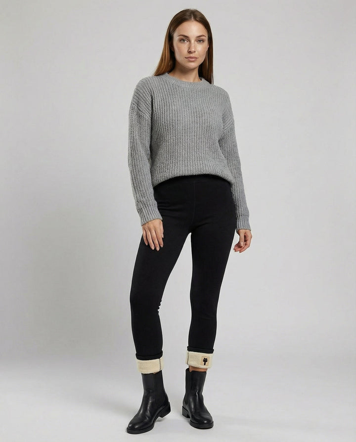 Victoria | Cozy Fleece Lined Leggings with Cuffed Roll-Up Hem
