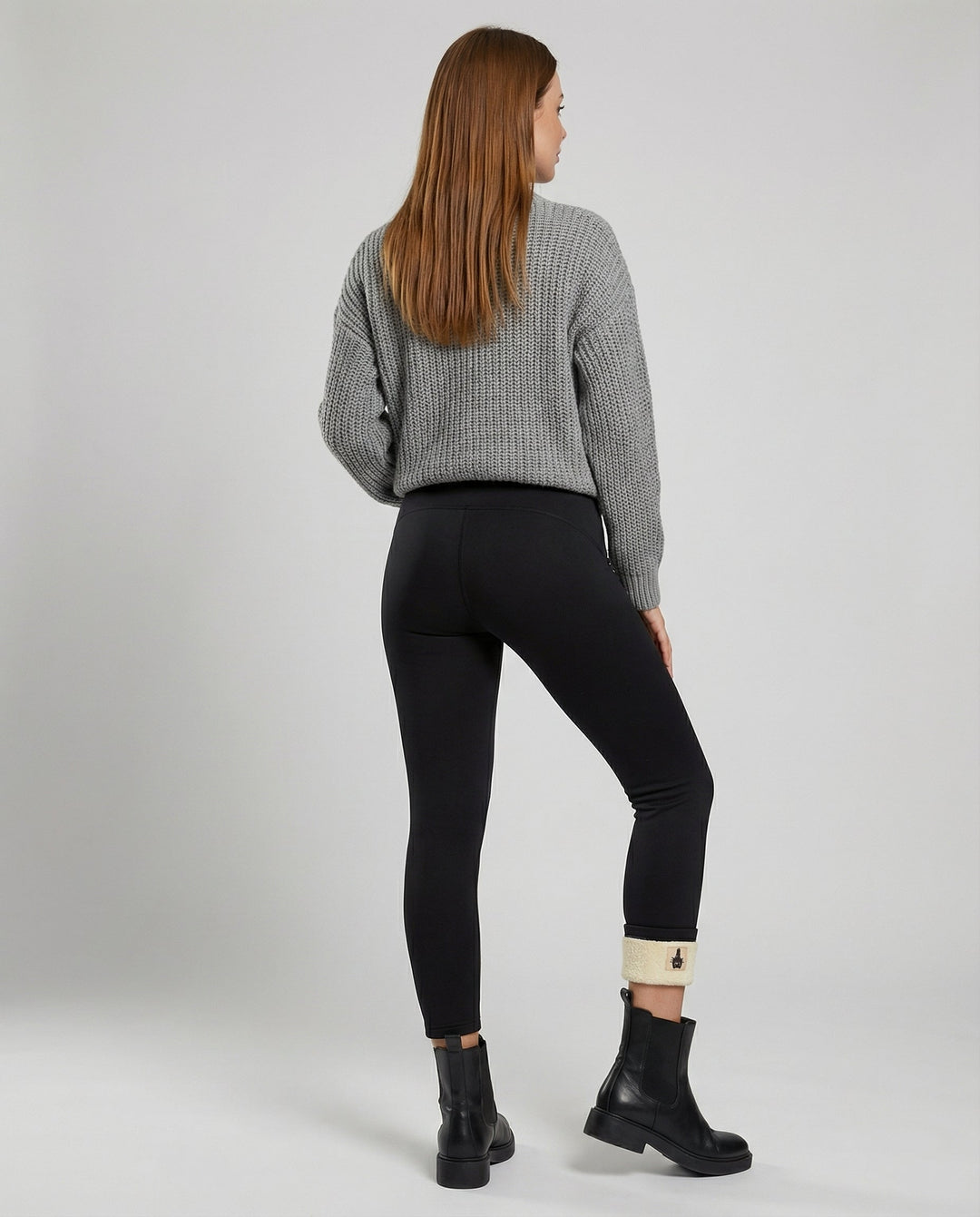Victoria | Cozy Fleece Lined Leggings with Cuffed Roll-Up Hem