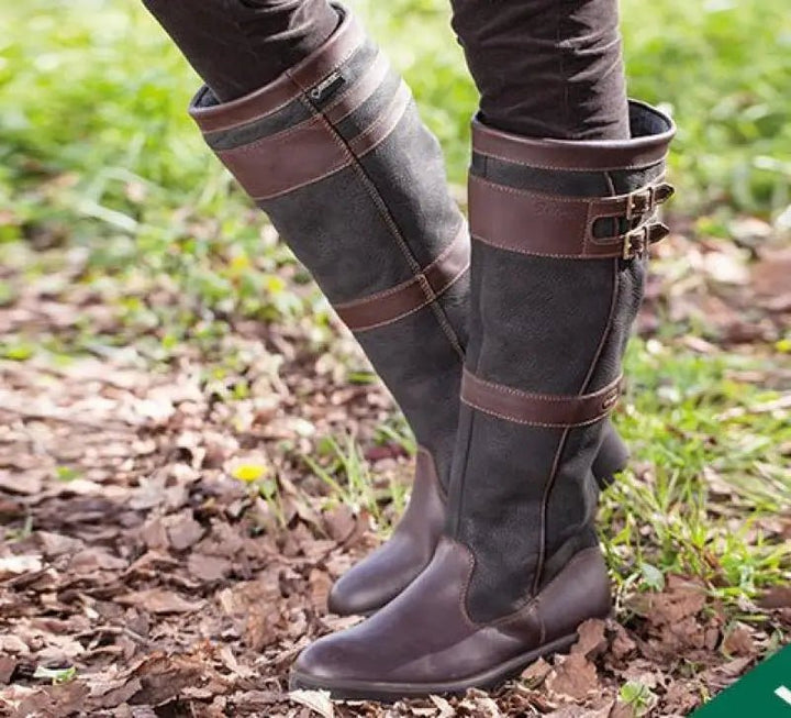 Victoria | Refined Buckle Knee High Boots with Waterproof Finish