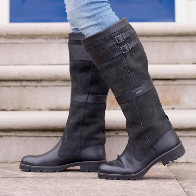 Victoria | Refined Buckle Knee High Boots with Waterproof Finish