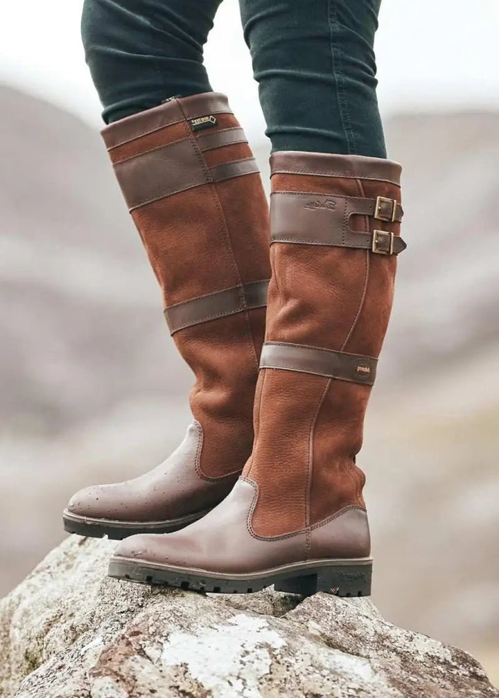 Victoria | Refined Buckle Knee High Boots with Waterproof Finish