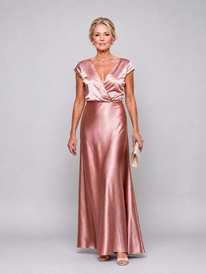 Virginia | Cozy Cap Sleeve Wrap Fall Wedding Guest Maxi Dress