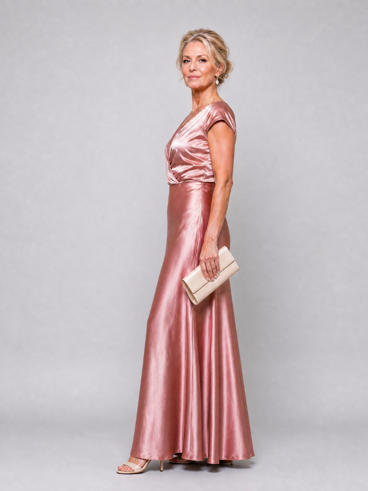 Virginia | Cozy Cap Sleeve Wrap Fall Wedding Guest Maxi Dress