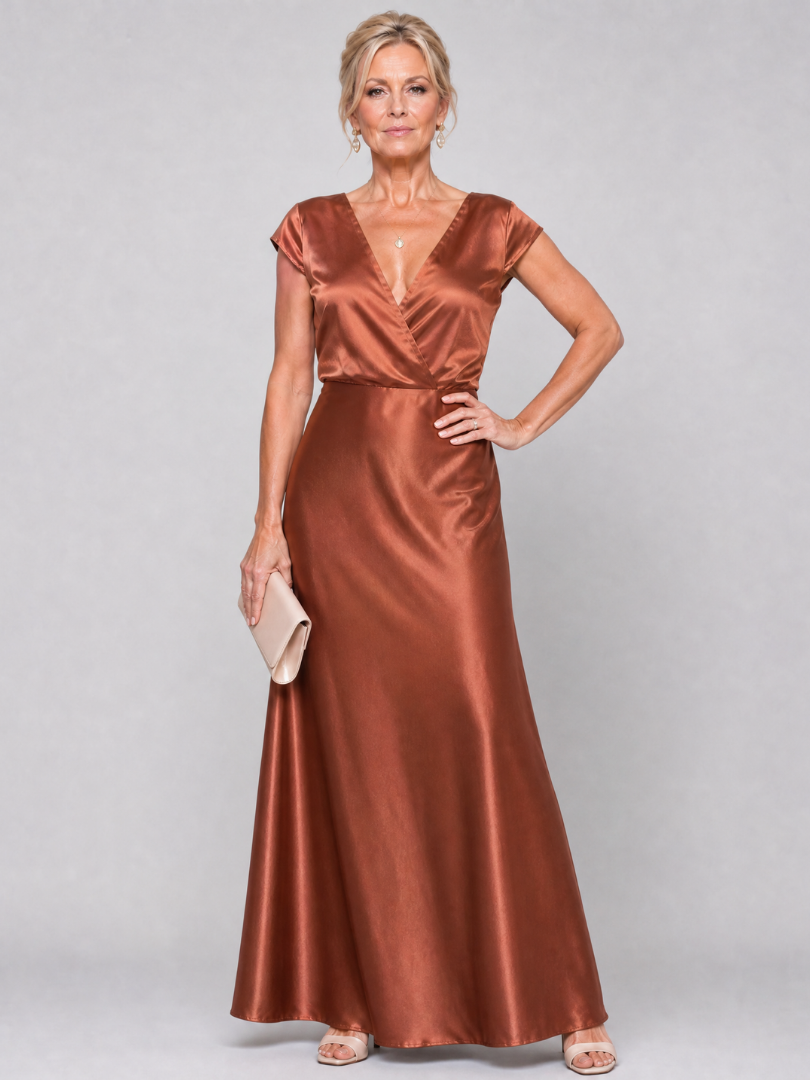 Virginia | Cozy Cap Sleeve Wrap Fall Wedding Guest Maxi Dress