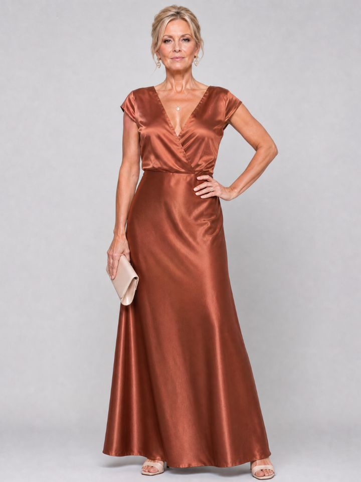Virginia | Cozy Cap Sleeve Wrap Fall Wedding Guest Maxi Dress