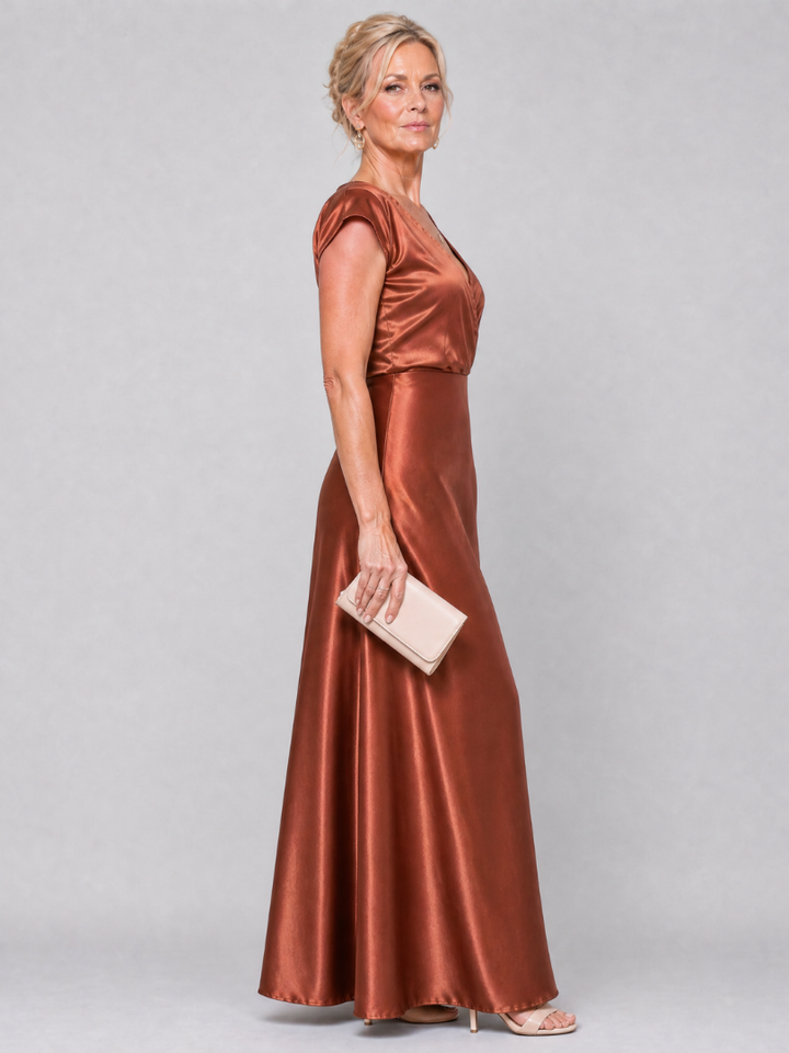 Virginia | Cozy Cap Sleeve Wrap Fall Wedding Guest Maxi Dress