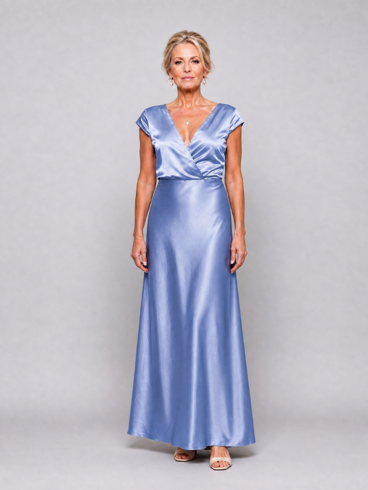 Virginia | Cozy Cap Sleeve Wrap Fall Wedding Guest Maxi Dress