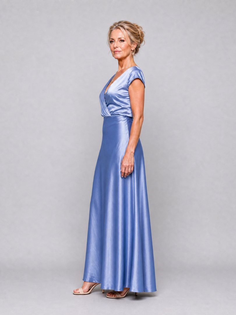 Virginia | Cozy Cap Sleeve Wrap Fall Wedding Guest Maxi Dress