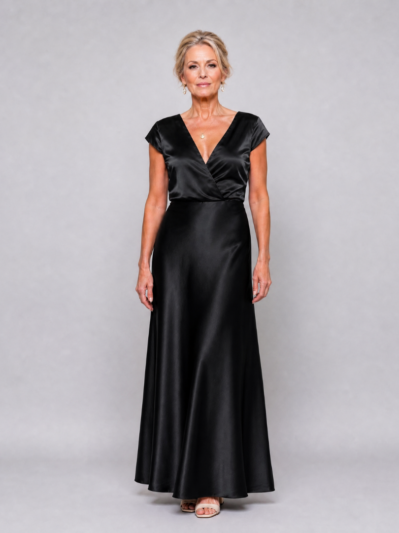 Virginia | Cozy Cap Sleeve Wrap Fall Wedding Guest Maxi Dress