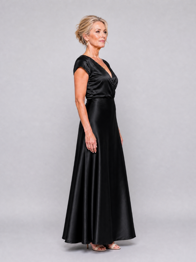 Virginia | Cozy Cap Sleeve Wrap Fall Wedding Guest Maxi Dress