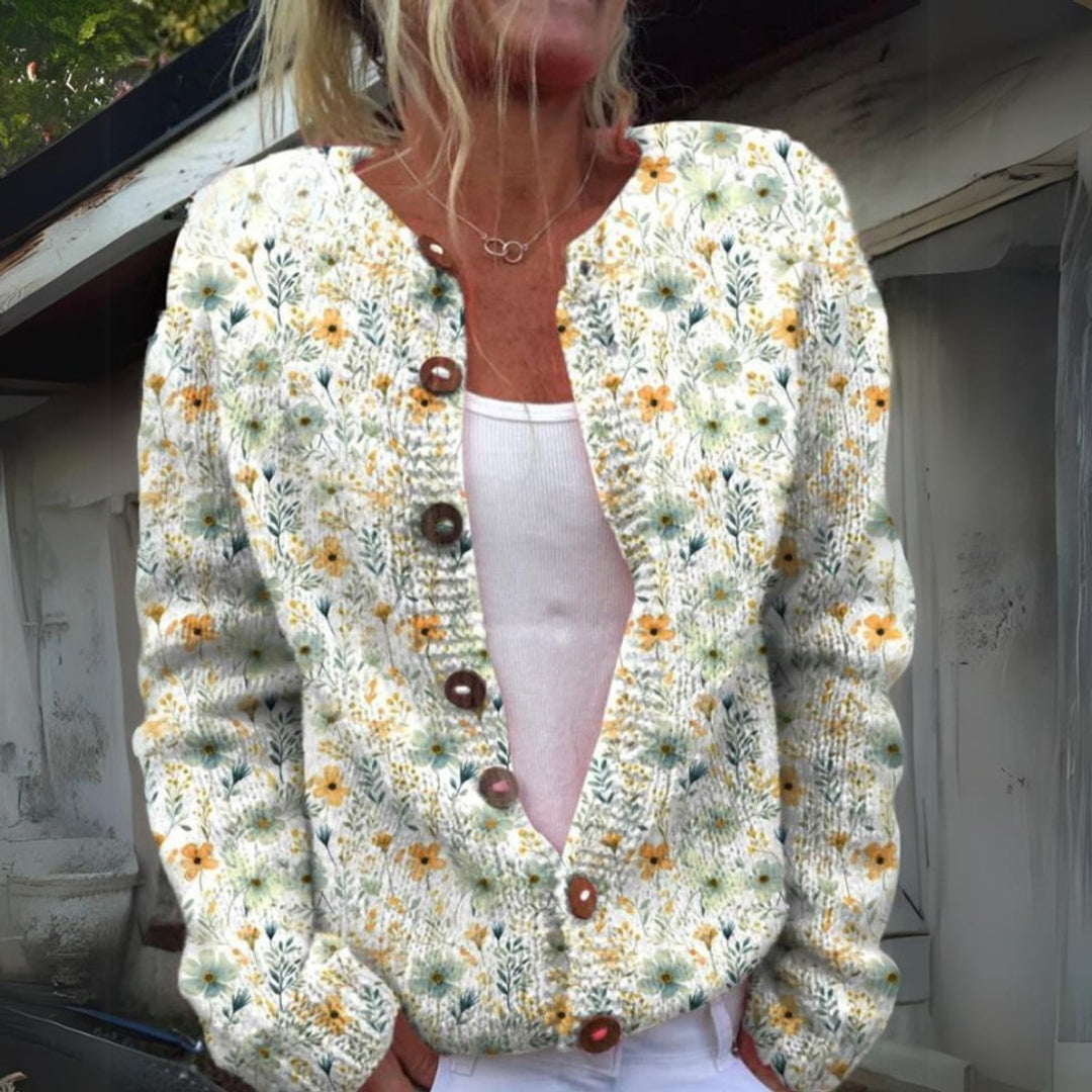 Virginia | Effortless Floral Christmas Cardigan with Button Front