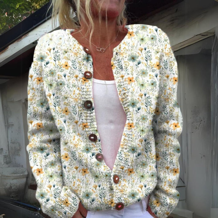 Virginia | Effortless Floral Christmas Cardigan with Button Front