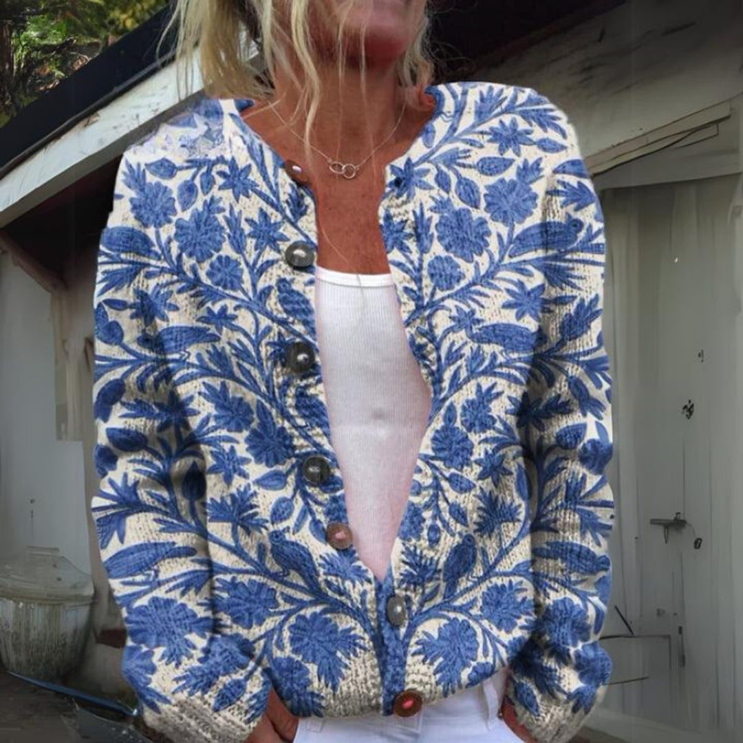 Virginia | Effortless Floral Christmas Cardigan with Button Front