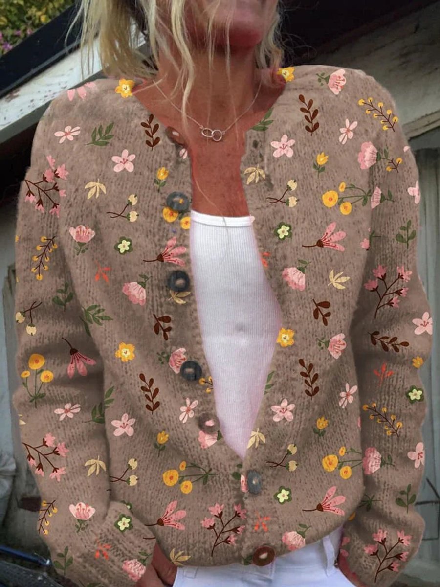 Virginia | Effortless Floral Christmas Cardigan with Button Front