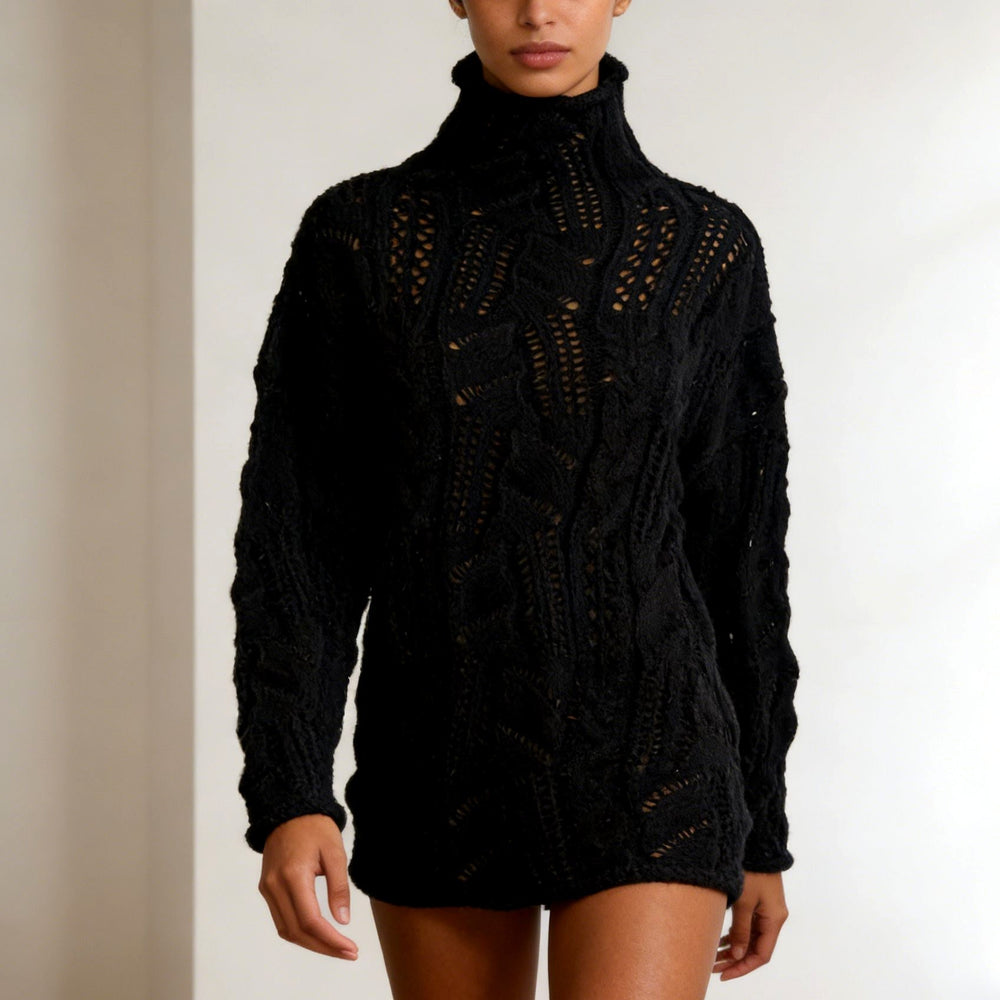 Virginia | Effortless Womens Chunky Cable Knit Pullover Turtleneck Sweater