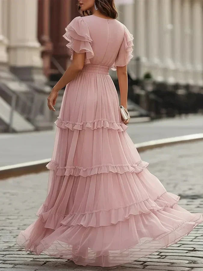 Virginia | Graceful Ruffle Tiered Fall Wedding Guest Maxi Dress