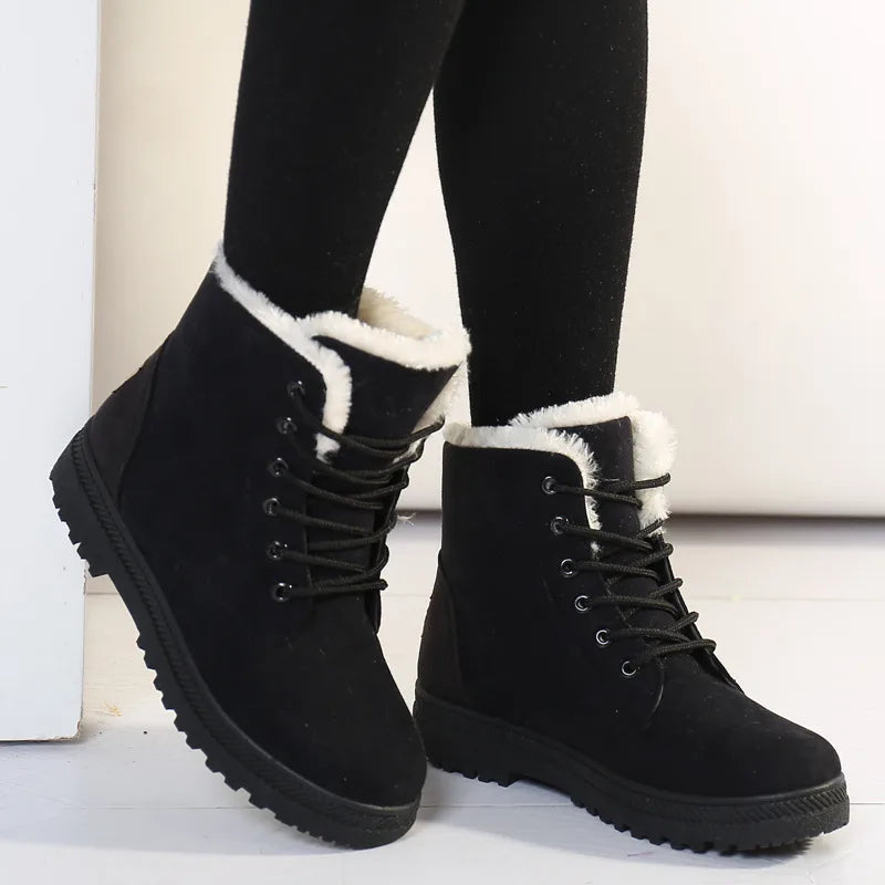 Virginia | Plush-Lined Lace-Up Winter Ankle Snow Boots