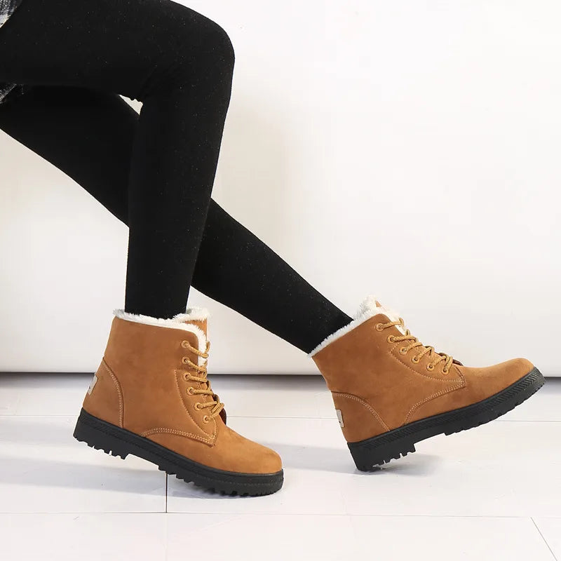 Virginia | Plush-Lined Lace-Up Winter Ankle Snow Boots