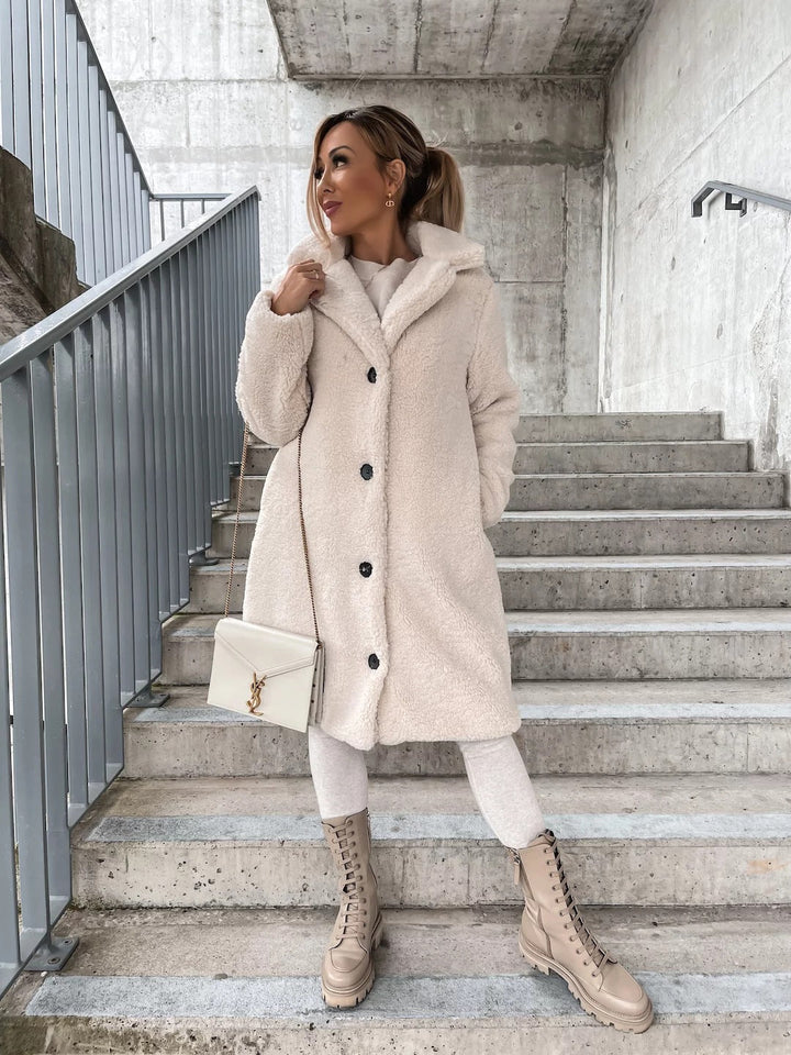 Virginia | Relaxed Longline Sherpa Jacket with Notch Collar