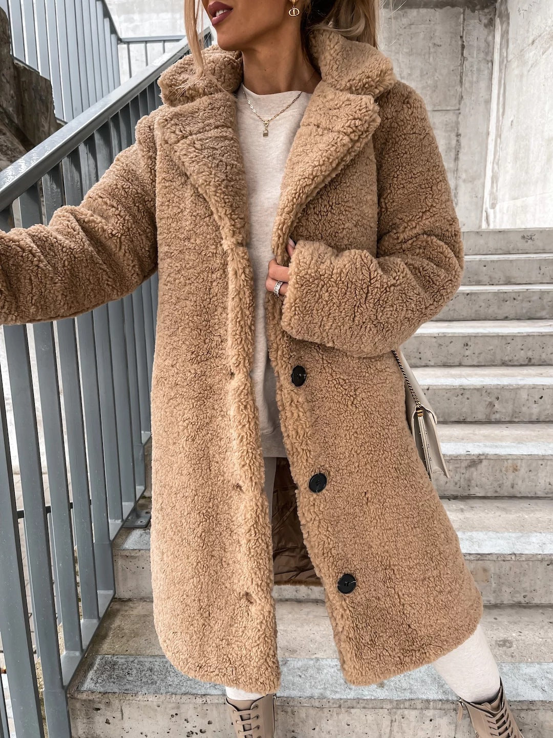 Virginia | Relaxed Longline Sherpa Jacket with Notch Collar