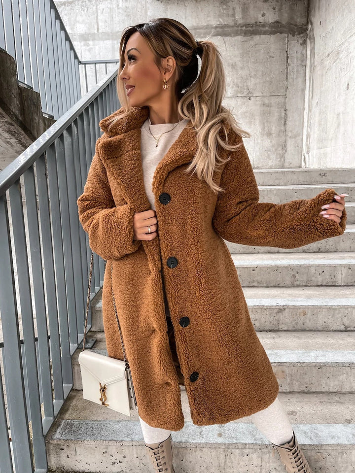 Virginia | Relaxed Longline Sherpa Jacket with Notch Collar